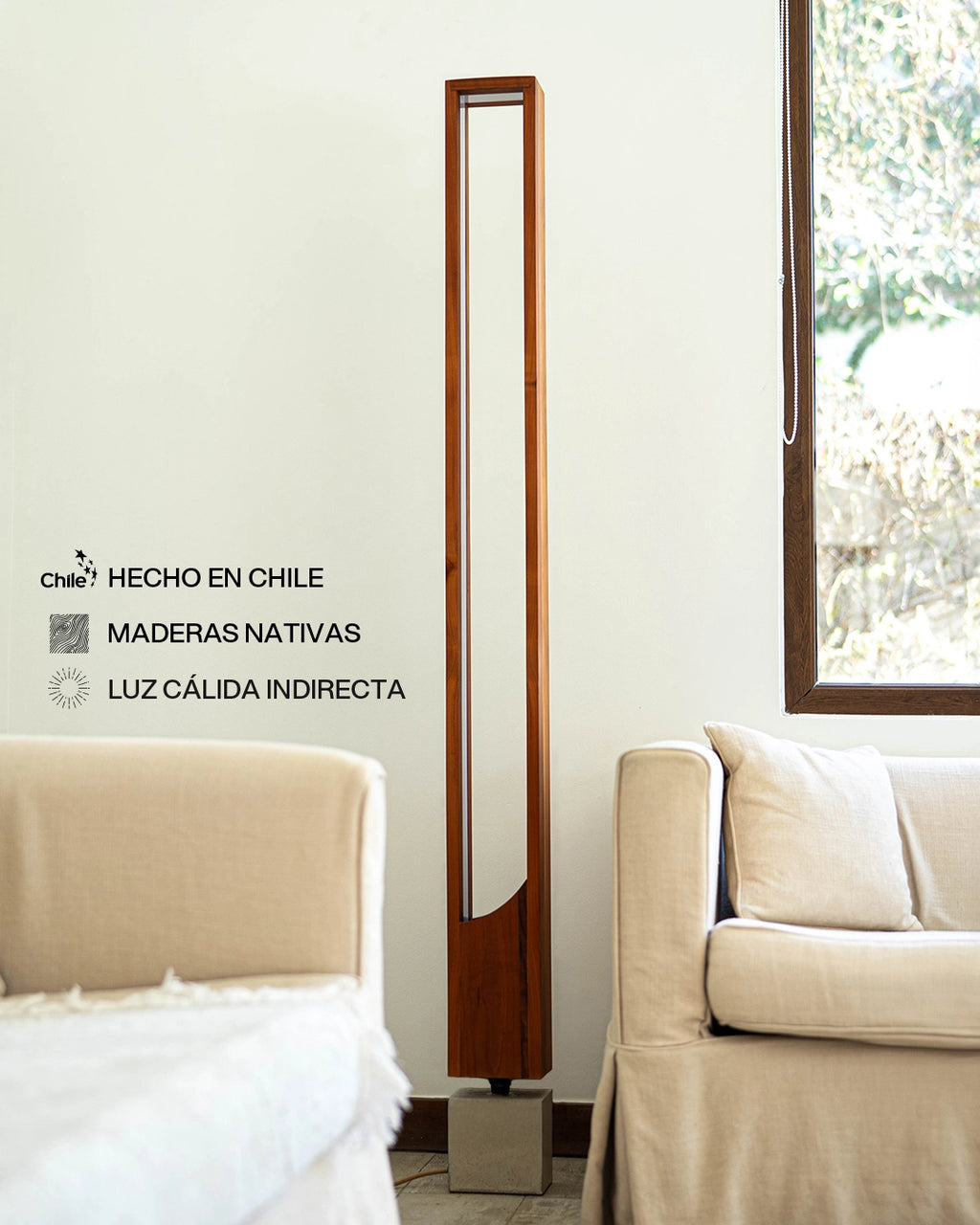 Lámpara de pie - Caliza Raulí | Luz led Cálida, Madera Nativa – IMHaus