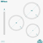 Planimetría de las diversas medidas de los espejos de tres capas diseñados por IMHaus. La imagen muestra los espejos en vista frontal y en perspectiva, con medidas detalladas en centímetros. 